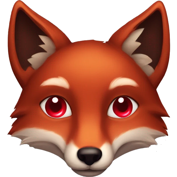 dark red fox face with tiny red heart instead of eyes emoji