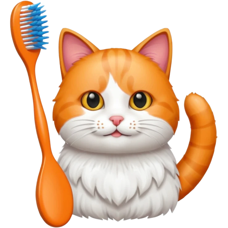 cat, tooth brush, hair brush emoji