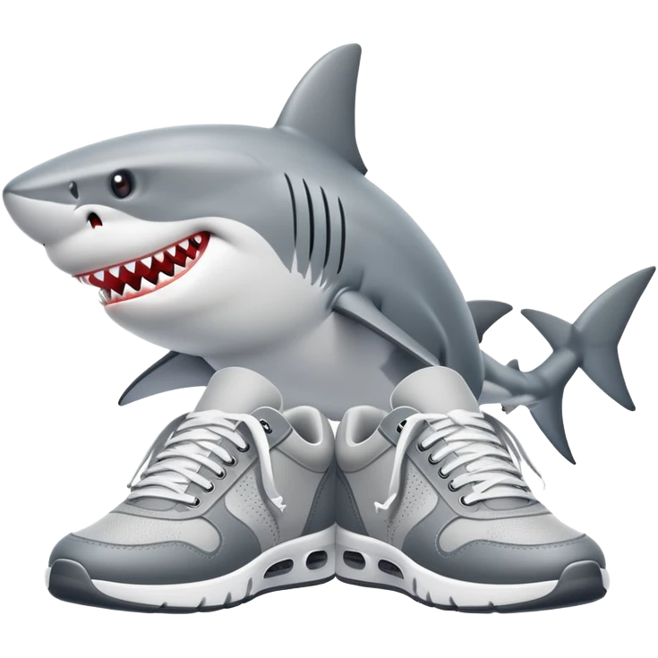 Shark with sneakers emoji
