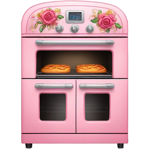 Rose-pink oven with decorated flowers and glitter  emoji