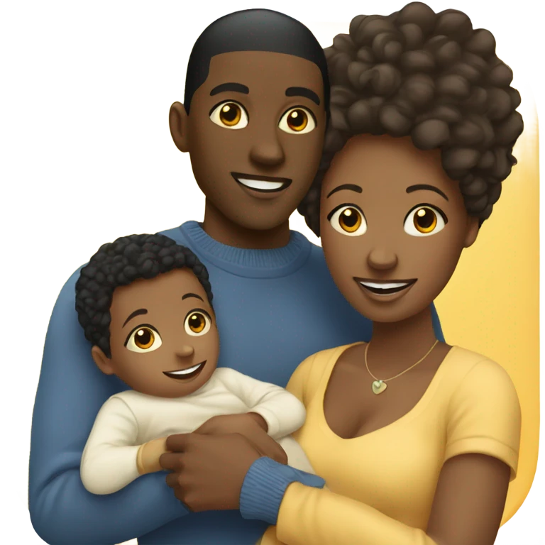 Young black couple with baby  emoji