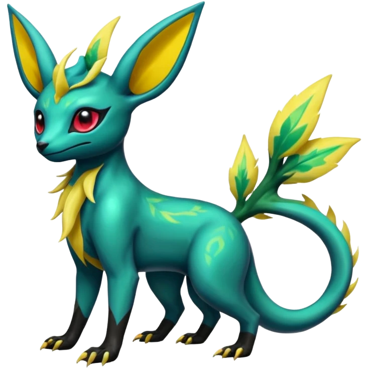 Dark Shiny Edgy Exotic Electrike-Salandit-Leafeon-Umbreon-Fakémon-hybrid-creature (full body)  emoji