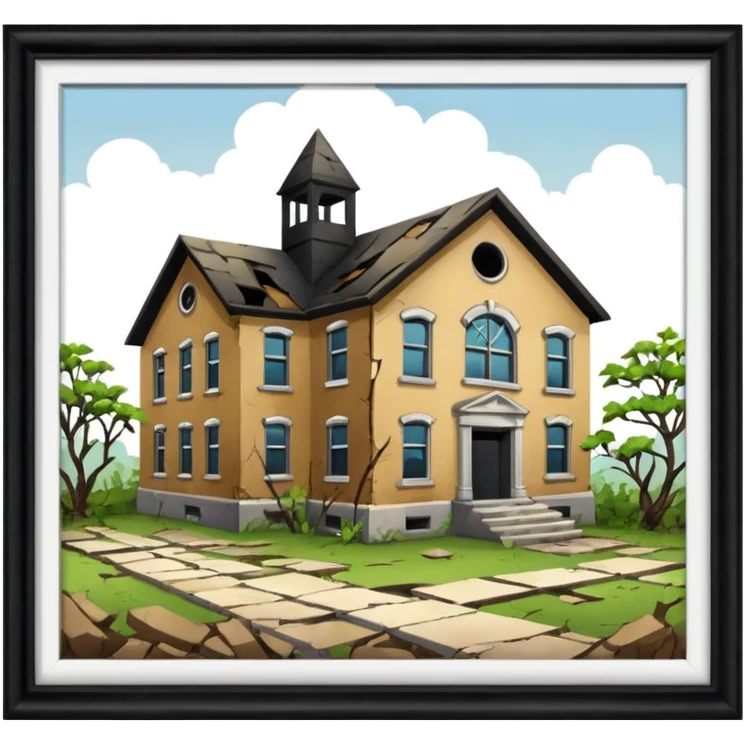 A broken/abandoned school emoji