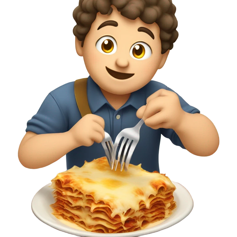 Fat boy eating lasagna  emoji