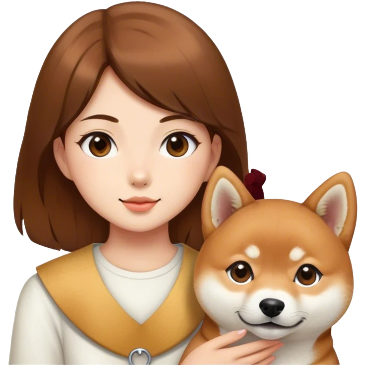girl brown hair with is Shiba Inu emoji