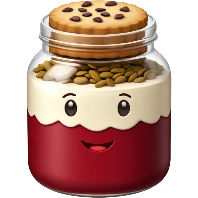 Haz un emoji de un tarro de galletas Red Velvet con pepitas de chocolate blanco emoji