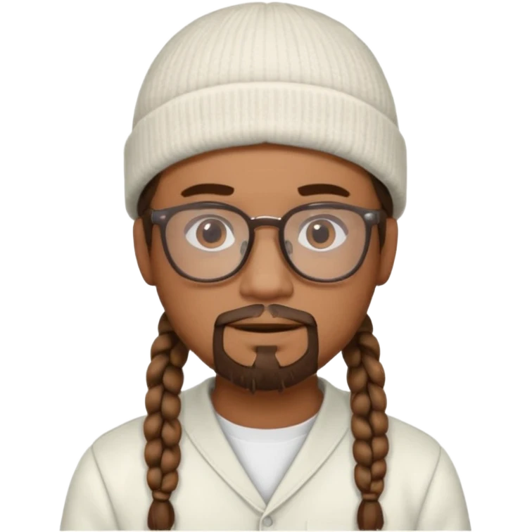 man with braids glasses beanie and goatee white clothes emoji
