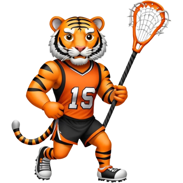 Tiger pkaying Lacroose eating a ram with lacrosse stick  emoji