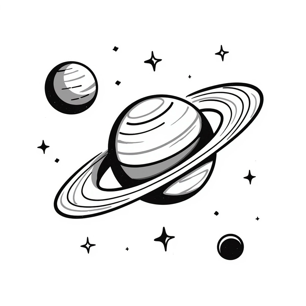 galaxy with hand-drawn cosmic swirls and stars, simple and whimsical emoji
