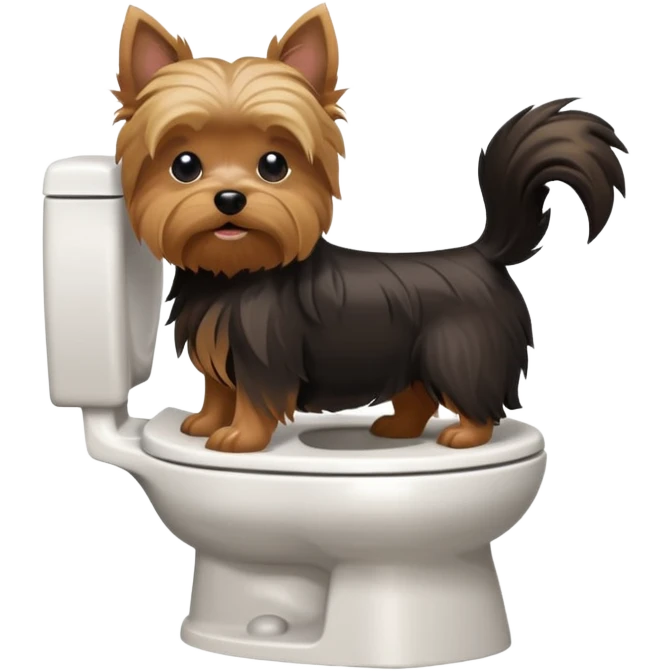 Yorkshire terrier na privada sentado fazer poop emoji