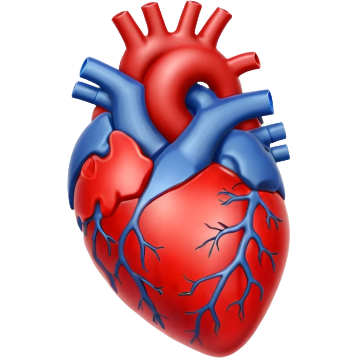 A red 3D glass human heart with a white background. The glass color should also be red and look like a real heart. emoji