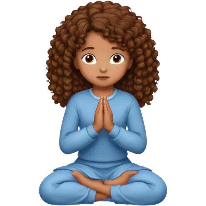girl praying on knees curls brown emoji
