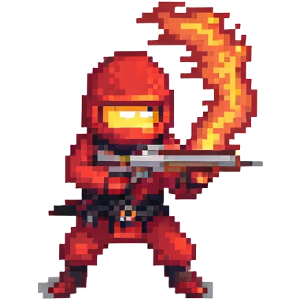 Red ninja shooting fire emoji