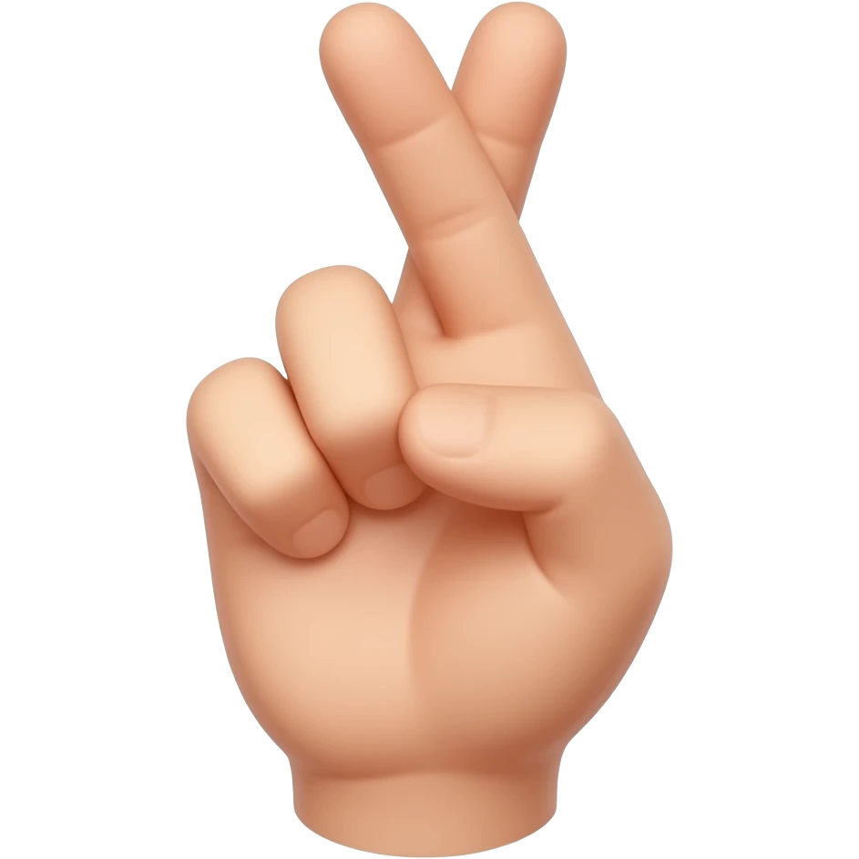 Middle and ring finger crossed, index finger and thumb touching emoji