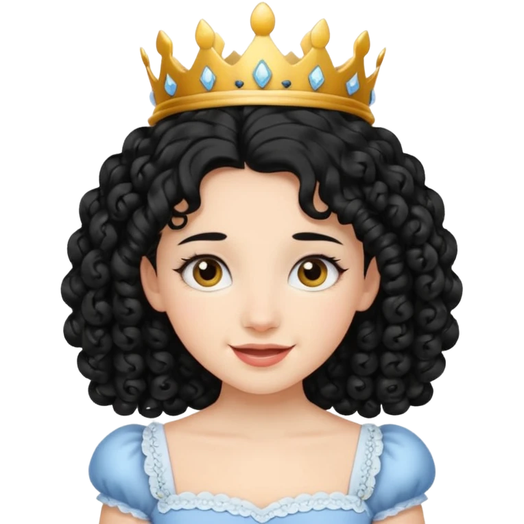 Princesa banca con el pelo rizado y el pelo negro con brackets emoji