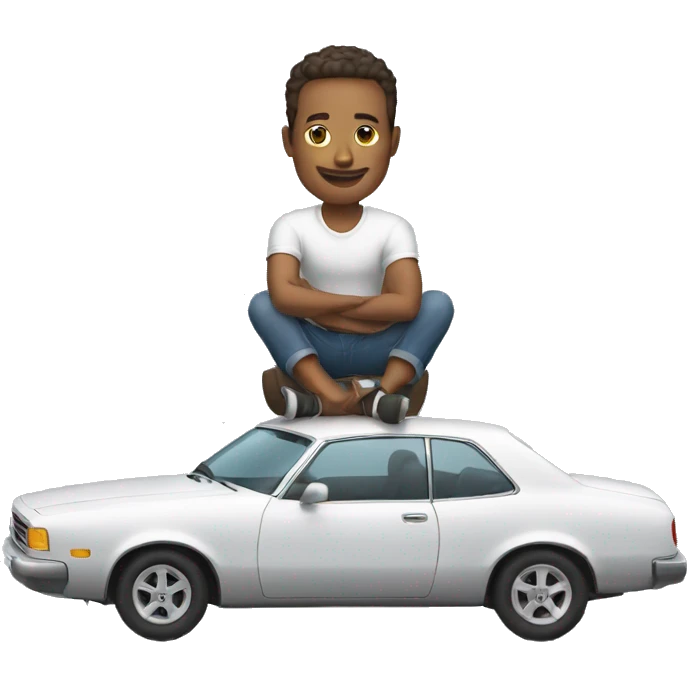 man sitting on top of car emoji