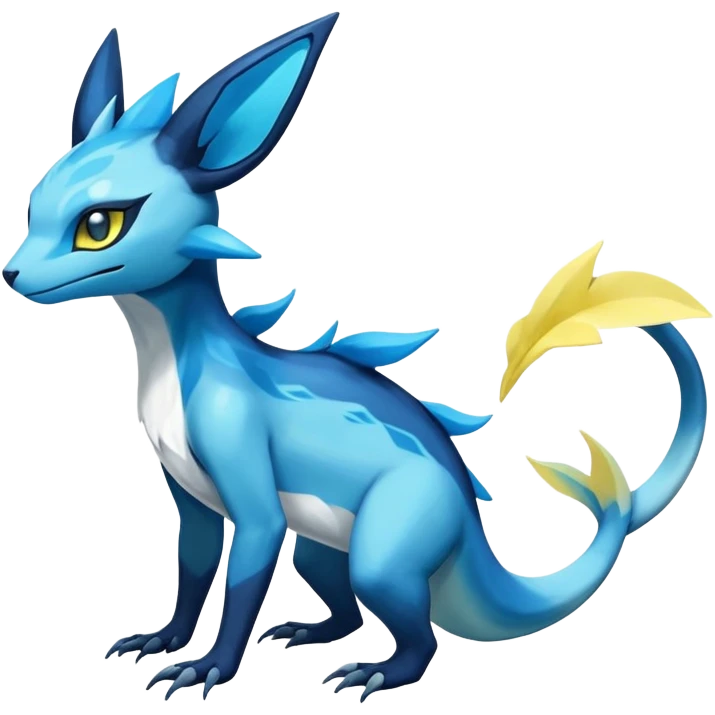 Colorful Dark Shiny Exotic Salandit-Aurorus-Glaceon-Fakémon-hybrid-creature (full body)  emoji