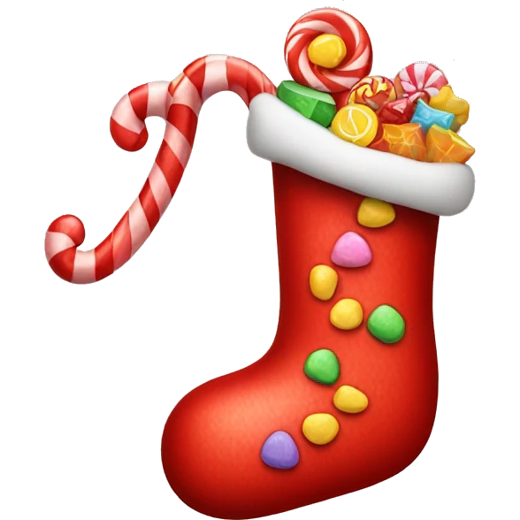 red stocking with candy emoji