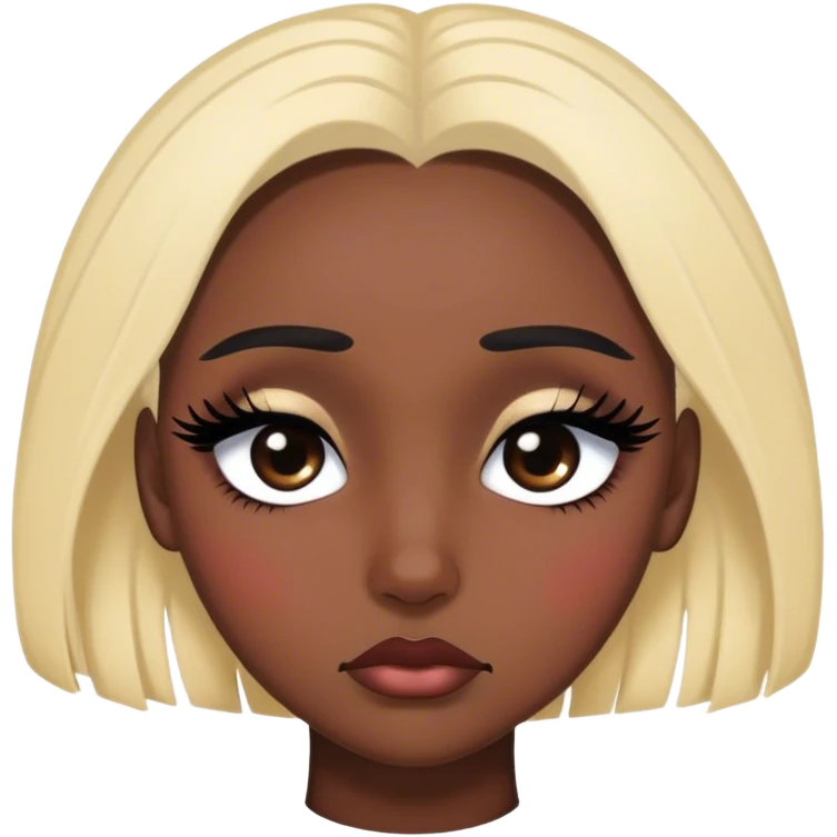 Fille triste avec des faux cil emoji