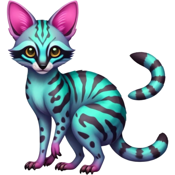  Exotic randomly colored colorful cute neon-colored Fakémon-Fionbri-Vernid-Genet-creature with markings (full body) emoji