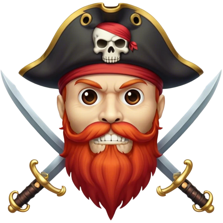 Pirate skull red beard 2 crossed swords emoji