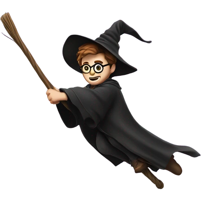 Harry Potter flying on a broomstick emoji