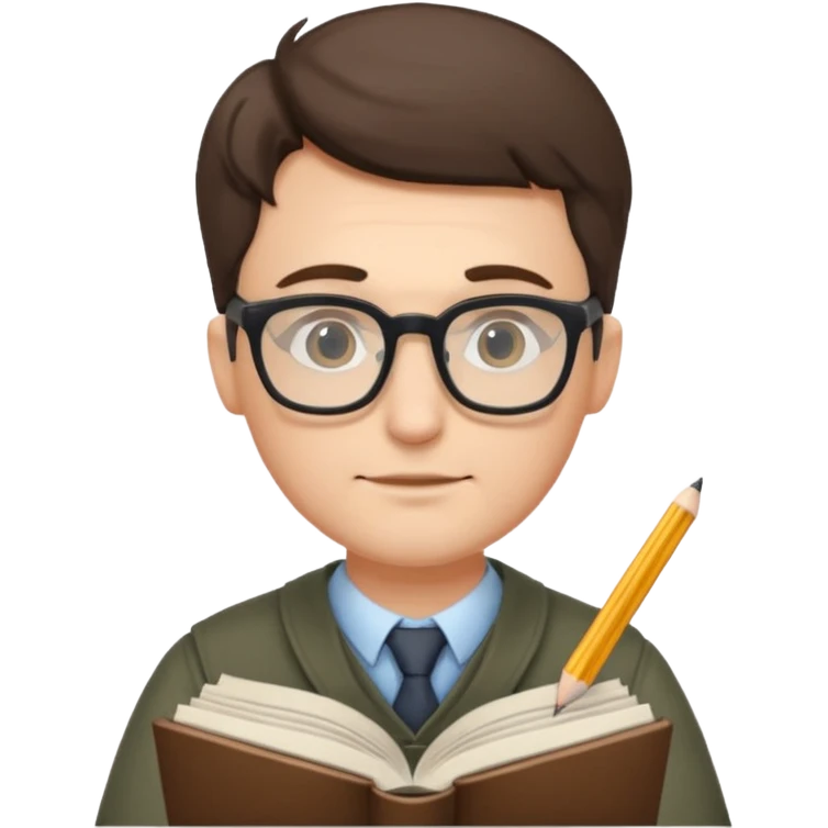 man write in book , wearing glasses emoji