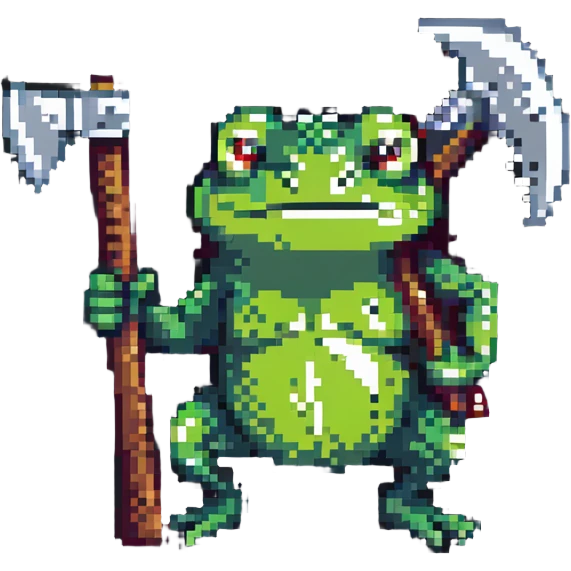 angry frog with axe emoji