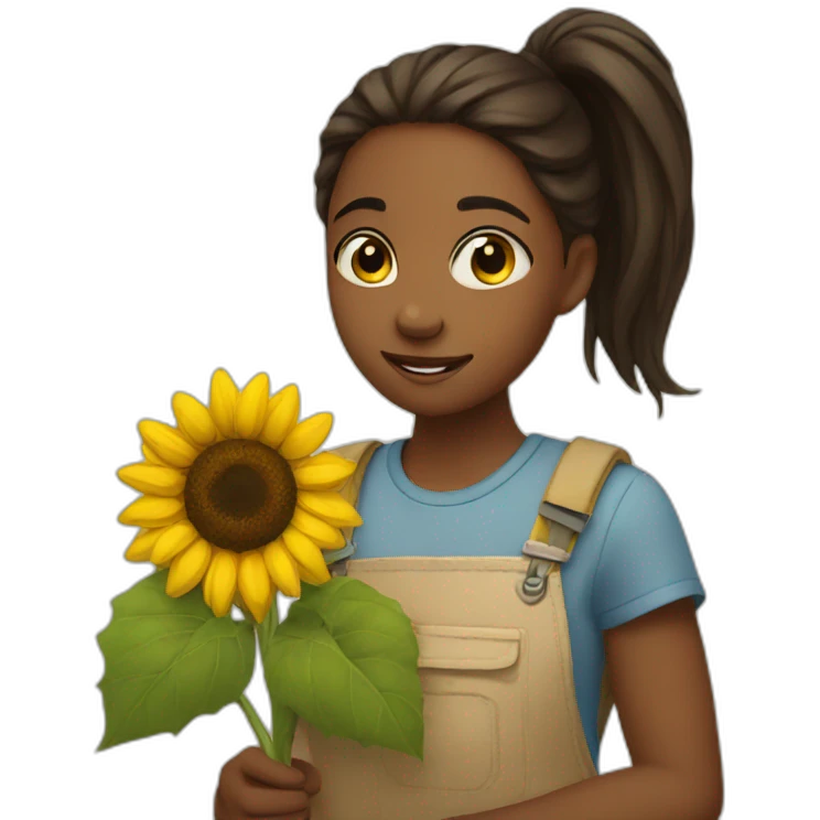 Girl holding sunflower  emoji