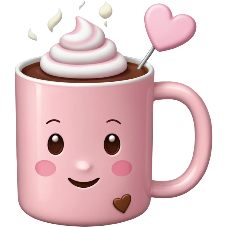 Corazón Light Pink mug of hot chocolate with marshmallows  emoji