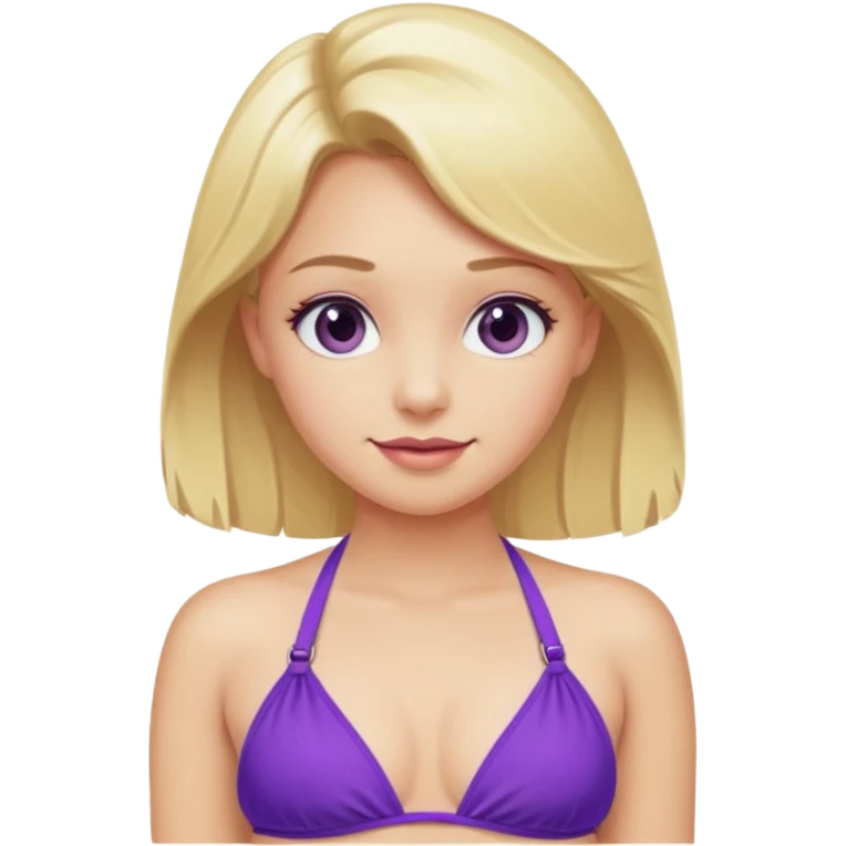 Blonde girl in a retro purple halter bikini top  emoji