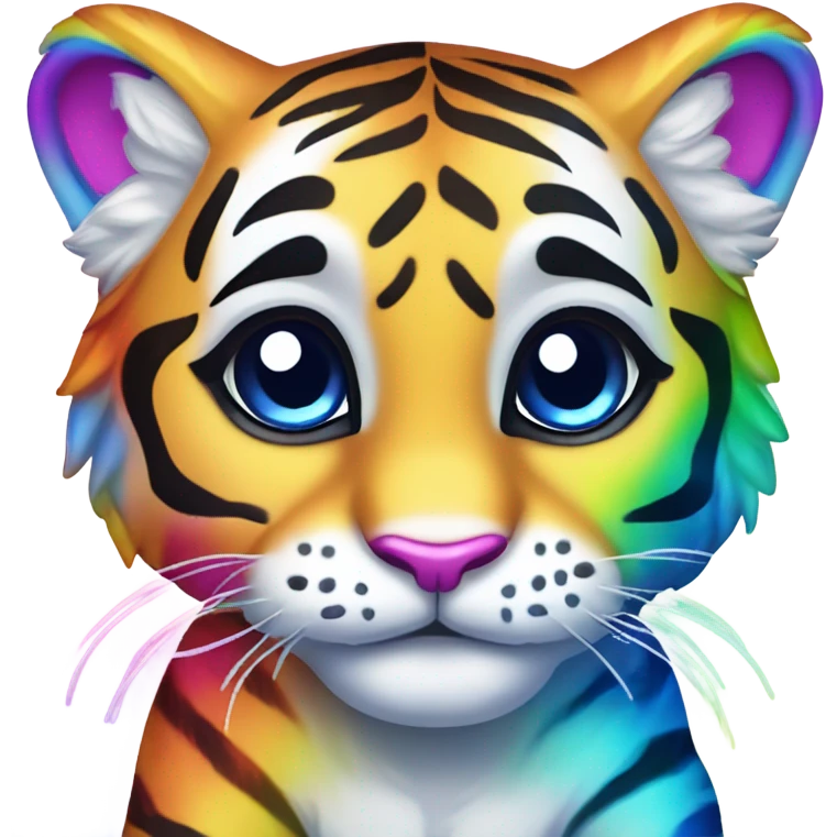 Rainbow Lisa Frank Baby Tiger with glitter stripes  emoji