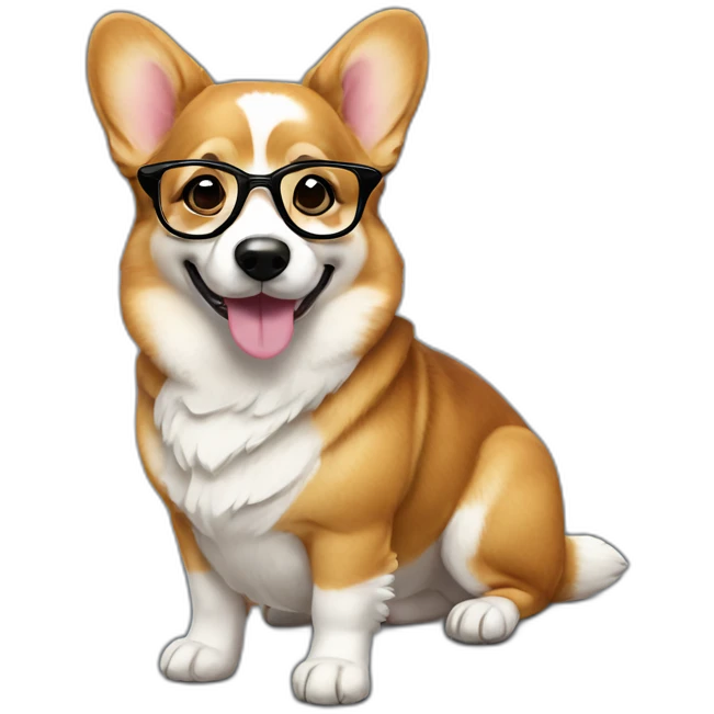 full-height sit Corgi with glasses emoji