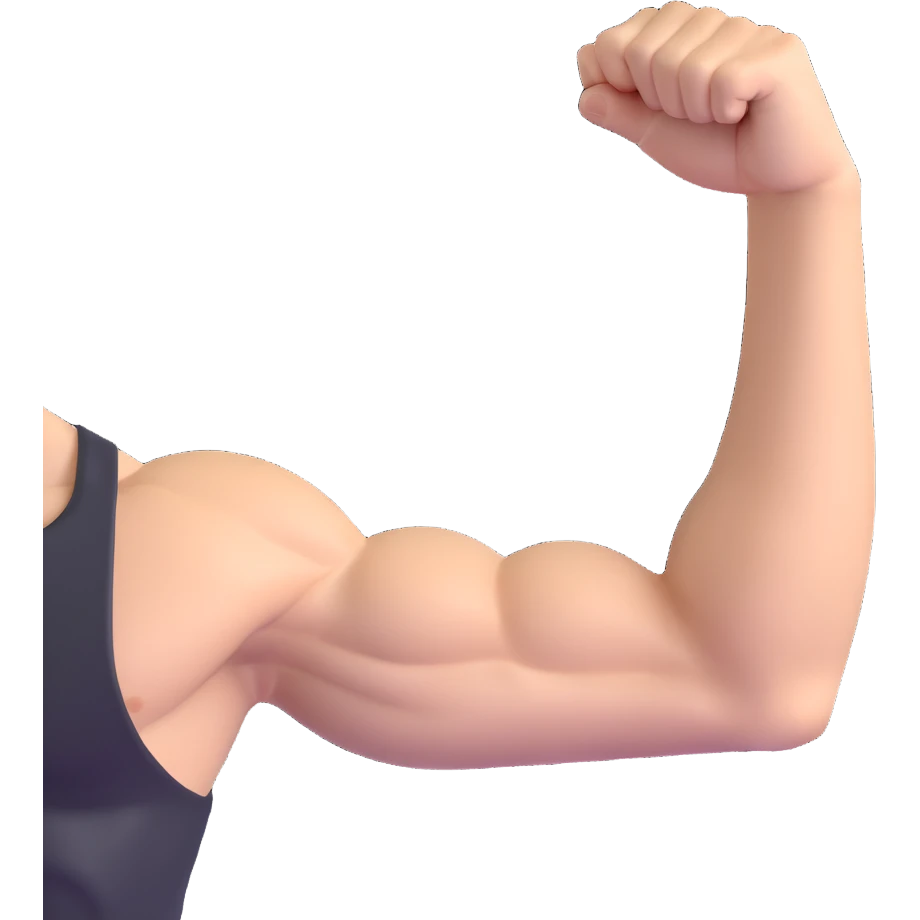 muscular arm of white young man, focus on the arm emoji