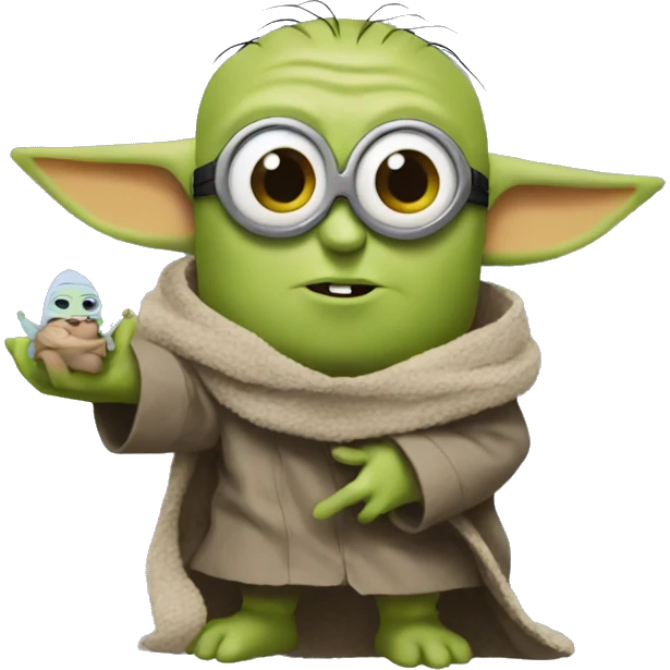 Minion holding Baby Yoda emoji