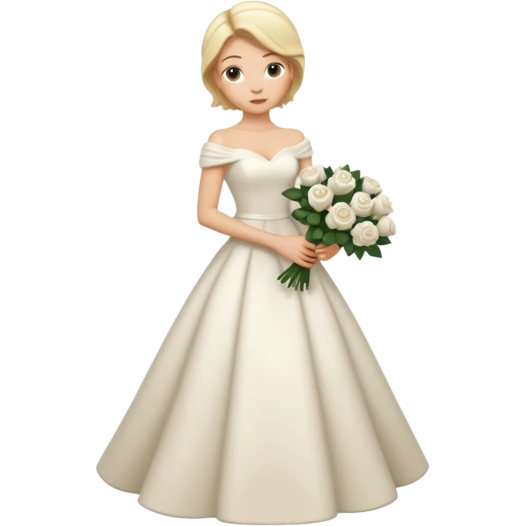 Chica blanca,pelorubi, pelo recogido, vestido novia invierno cuerpo entero emoji