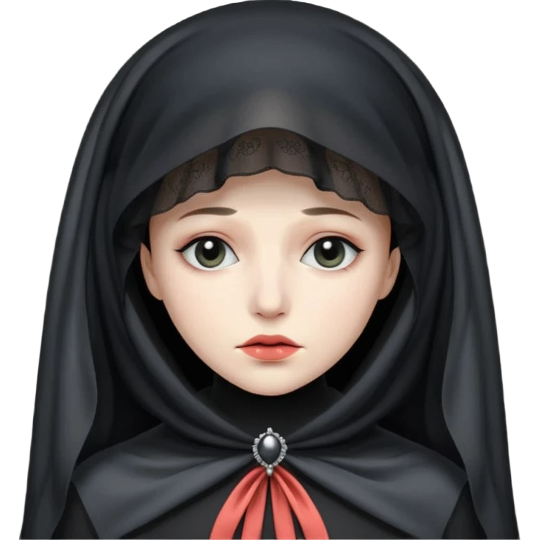 create a widow lady with a black hat and a veil over her face emoji