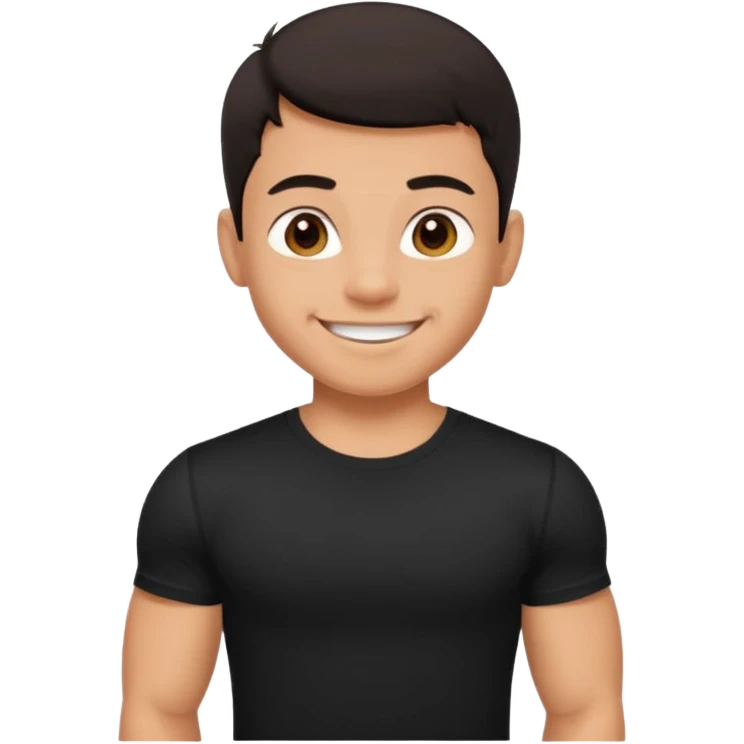happy muscular young boy in black t shirt emoji