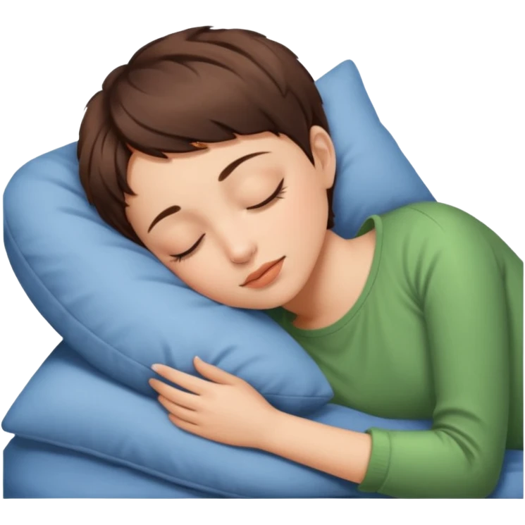 Brunette girl pixiecut Brown Hair sleeping emoji