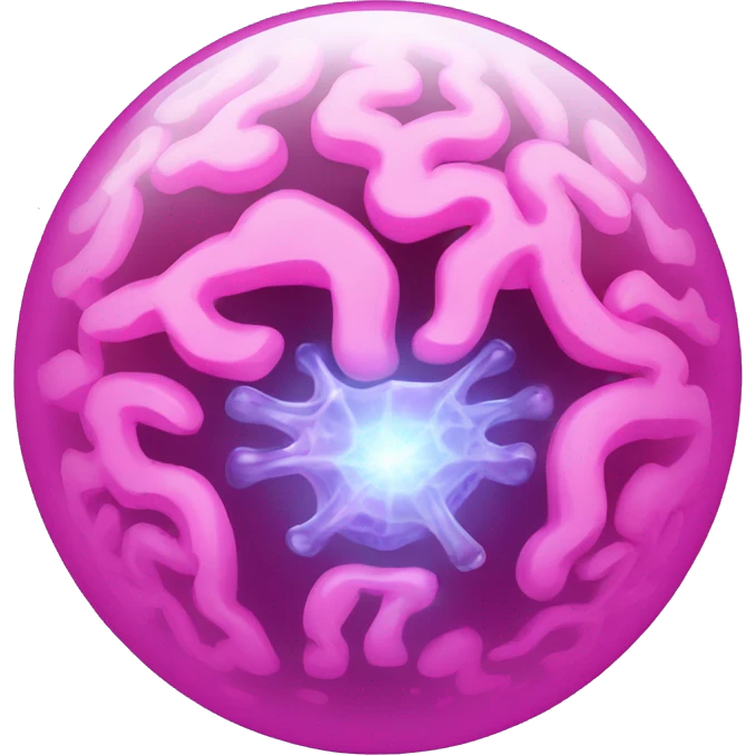 A glowing crystal ball with a human pink brain inside. emoji