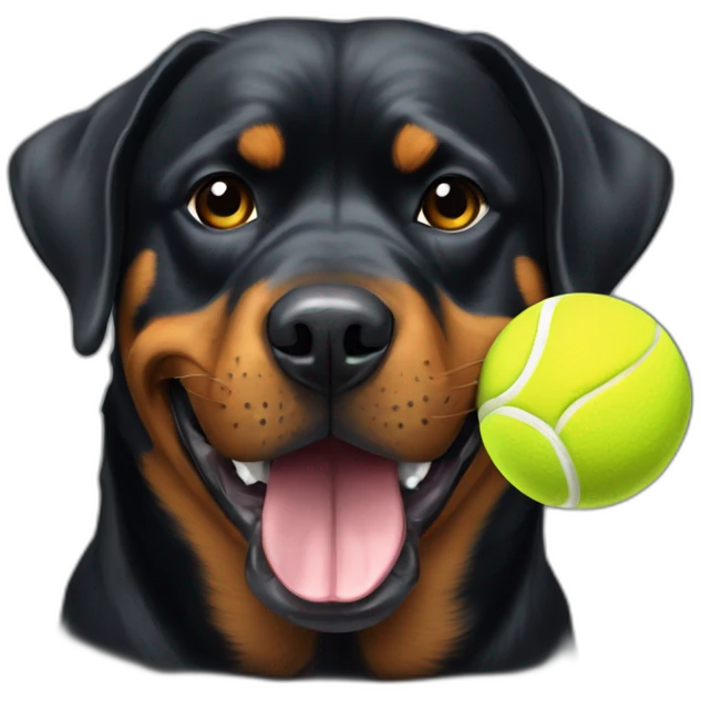 rottweiller with 2 tennisball in mouth emoji