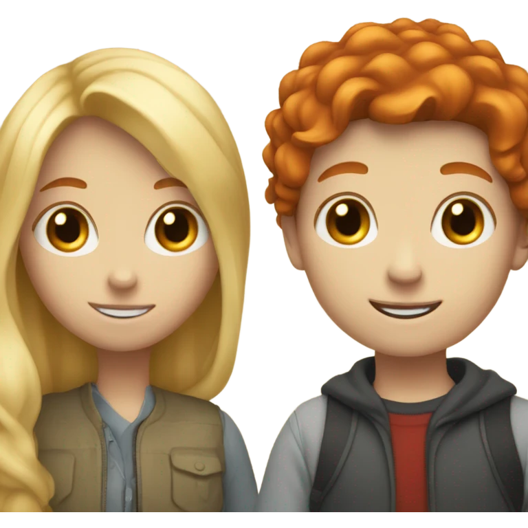 blonde girl and red head boy together  emoji