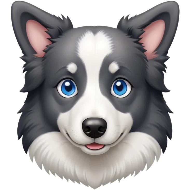 Cute Grey Border Collie with blue eyes emoji