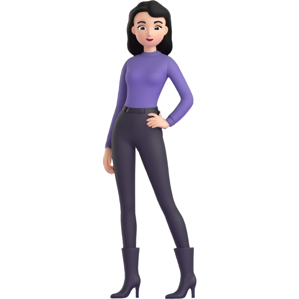 girl with oval-shaped flat-top head wearing tight black pants and black medieval high-heeled boots emoji