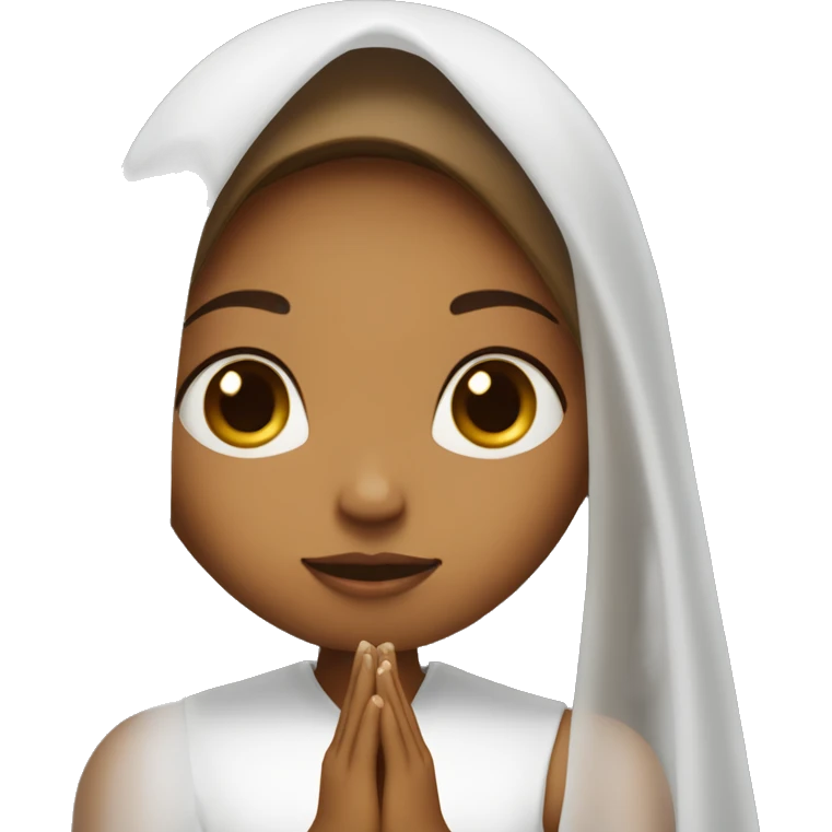 Caramel skin Girl praying for with white veil  emoji