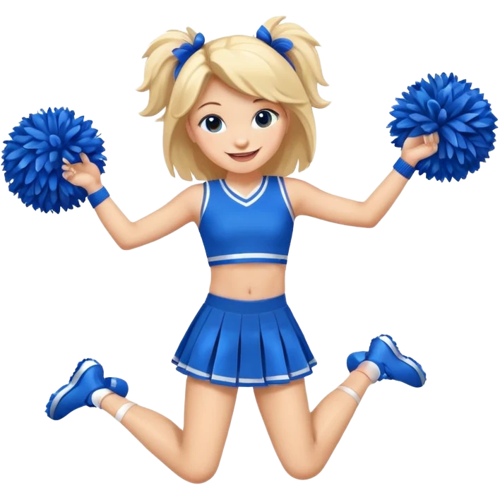 give me a full-length cheerleader with blue pom poms  emoji