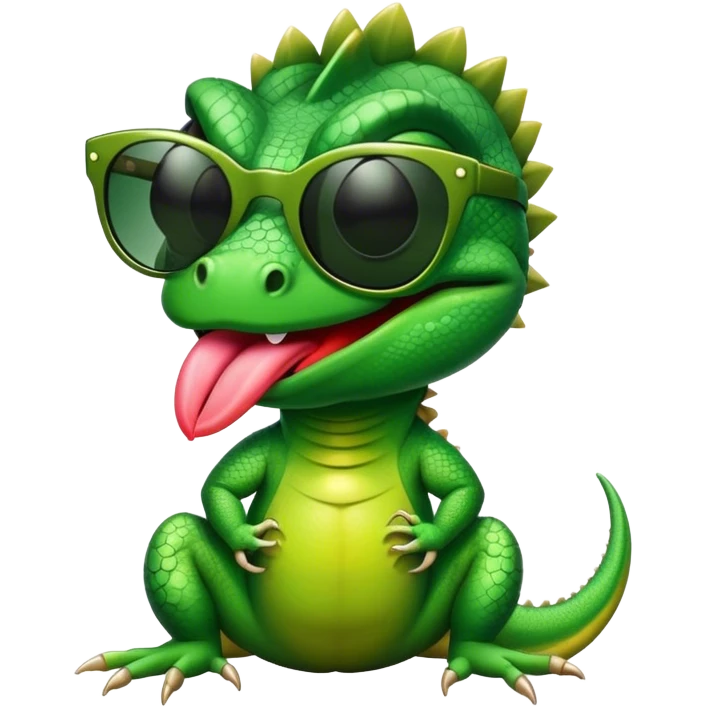 Lizard with sunglasses sticking it’s tongue out  emoji
