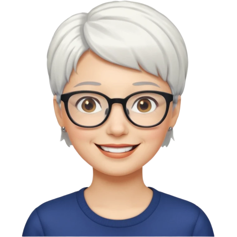 visage femme a lunettes cheveux courts blancs emoji