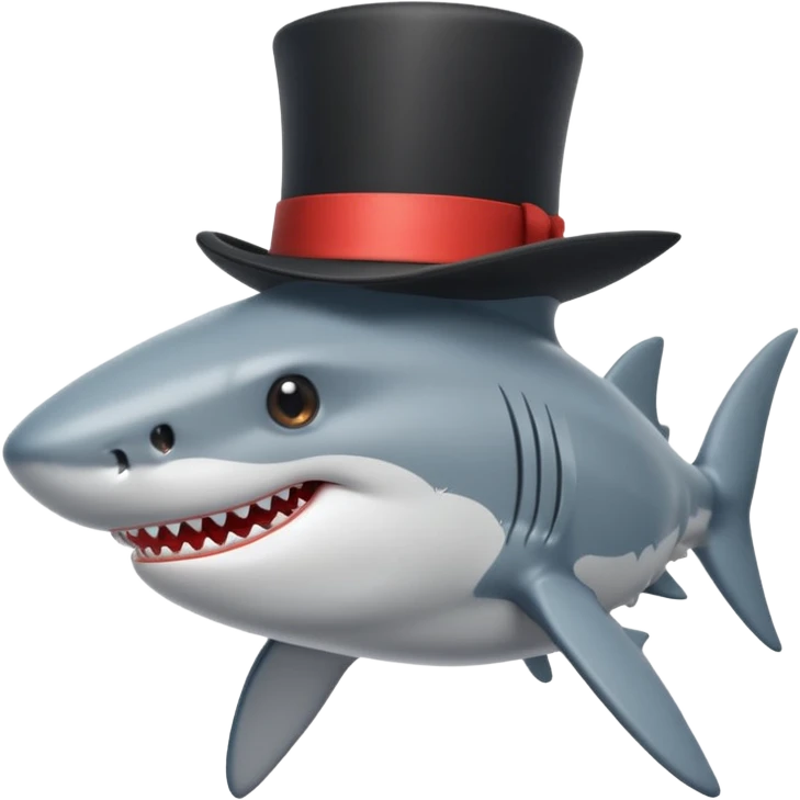 Shark with a top hat emoji
