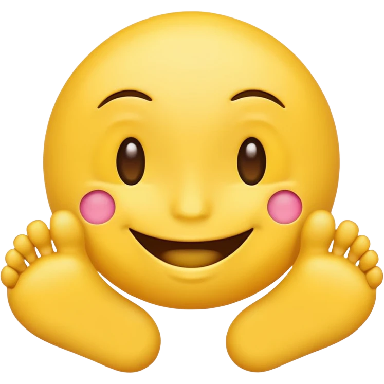 Create a yellow smiling emoji but replace the eyes with feet emoji